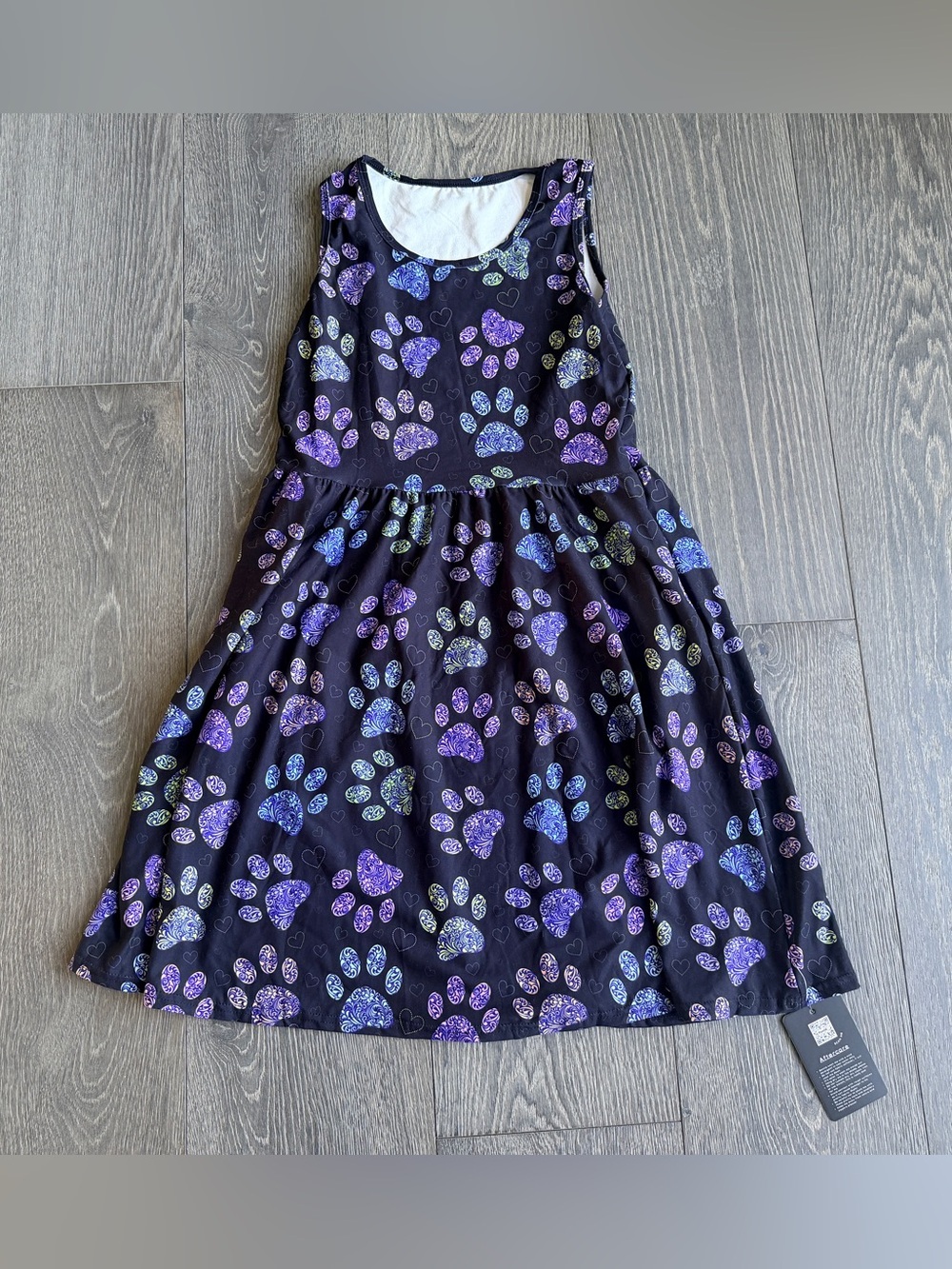 Pawlie Floral Paws Sleeveless Skater Dress with Pockets Size XS